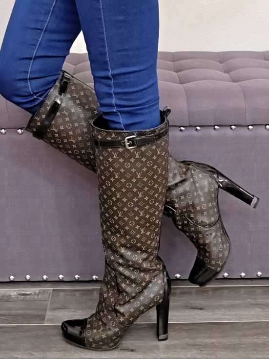 Louis Vuitton Shoes - Louis Vuitton Monogram Canvas Patent Leather Knee-high Boots - EU 38.5 / US 8
